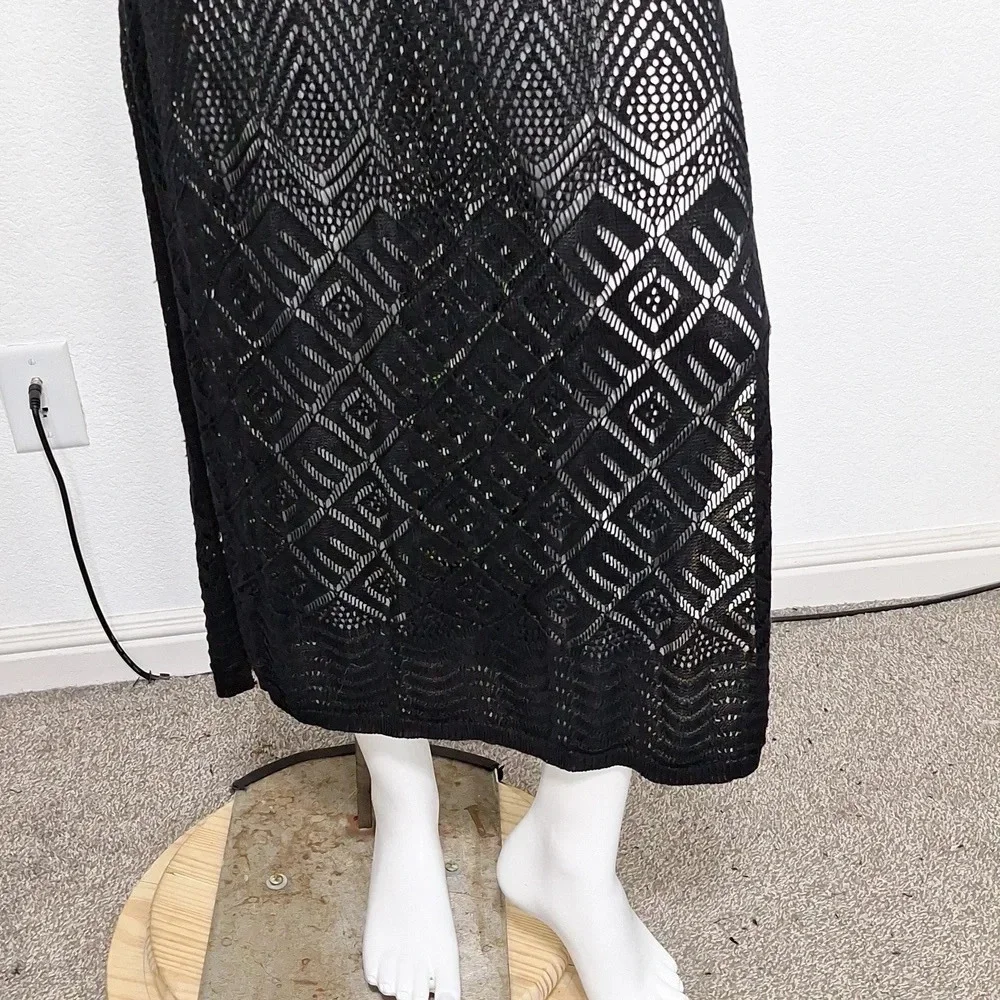 Joie Black Romantic Goth *NEW* Witchy Crochet Knit Whimsigoth Maxi Dress Size XL